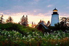 Dice Head Lighthouse as Sun Sets in Castine, Maine